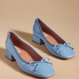 Anthropologie x Bibi Lou Blue Ballet Block Heel Shoes